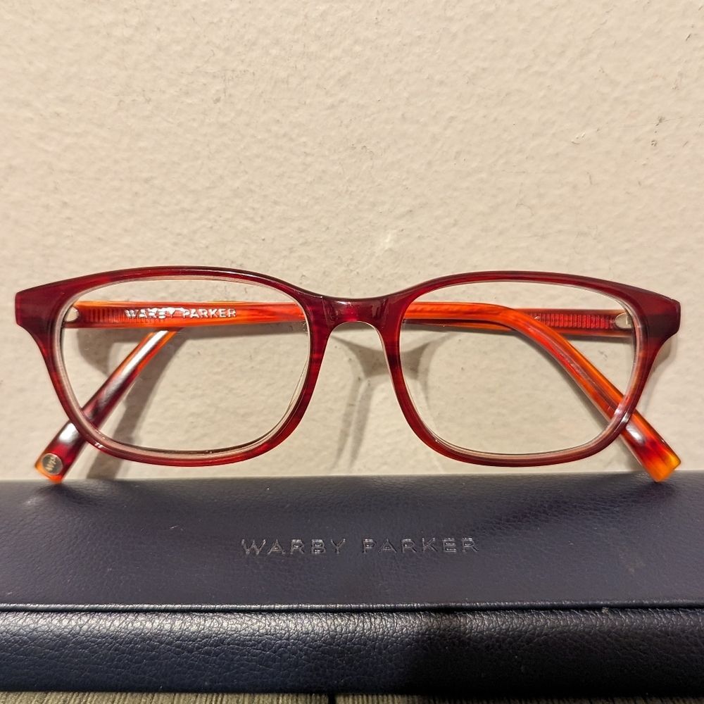 Warby Parker Marshall Eyeglasses Red Frame Preppy Office